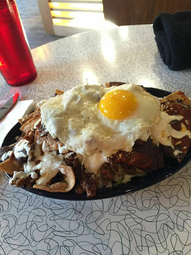 Breakfast Nachos with chorizo